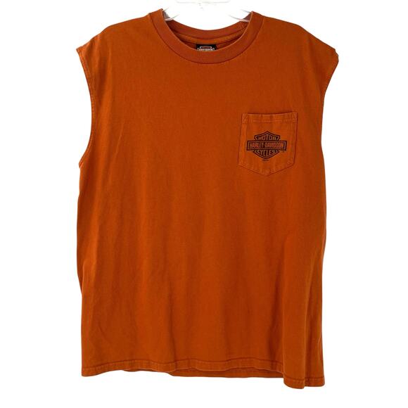 HARLEY DAVIDSON Savannah Mens  Mustcle Tank Top Sz XL Rust Orange 2010 Crew Y2k - Picture 1 of 11
